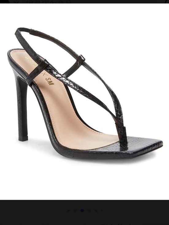Steve Madden Shoes - Winnie Harlow X Steve Madden Bashment Black Square Toe Thong Sandals